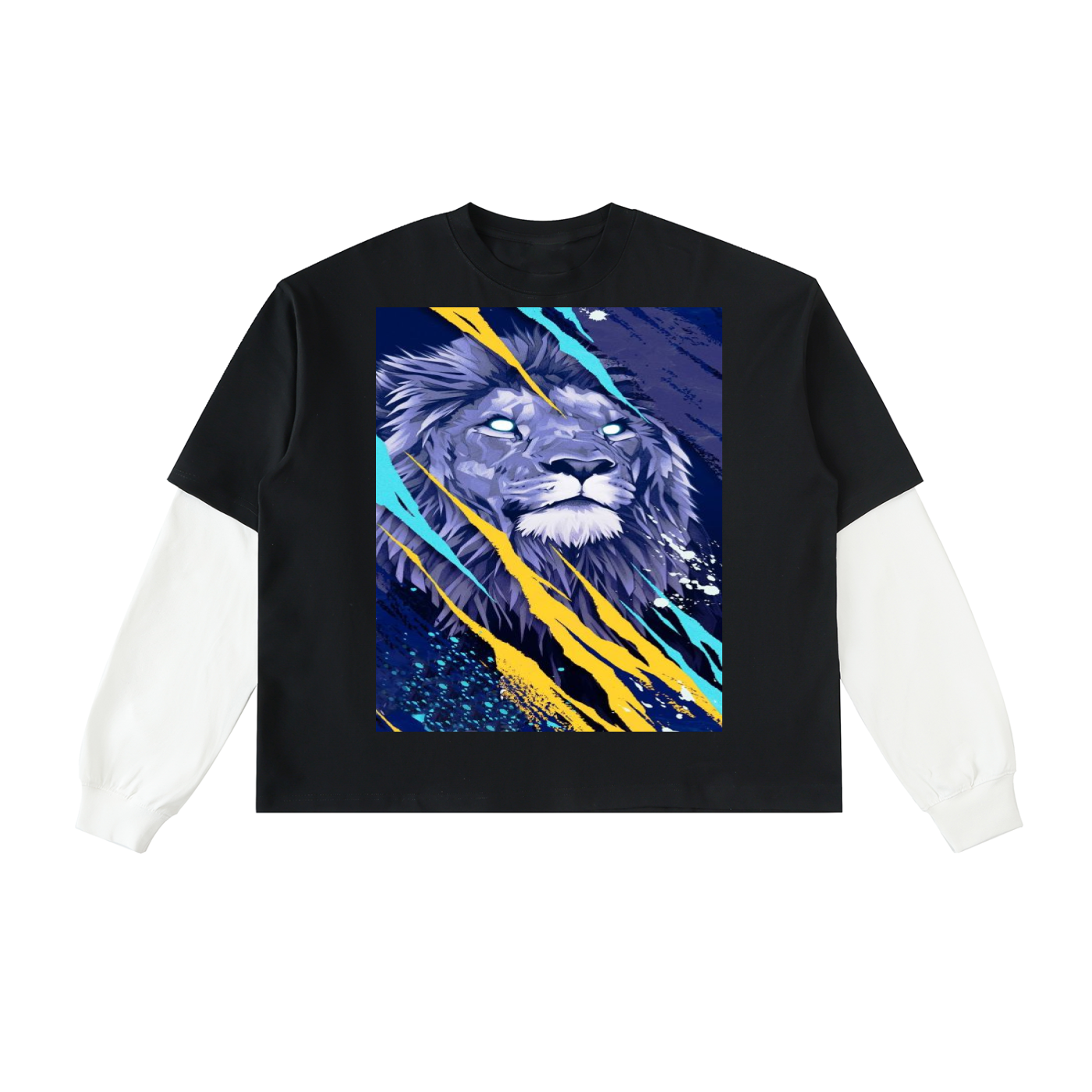 Layered Contrast Sleeve Cotton T-Shirt