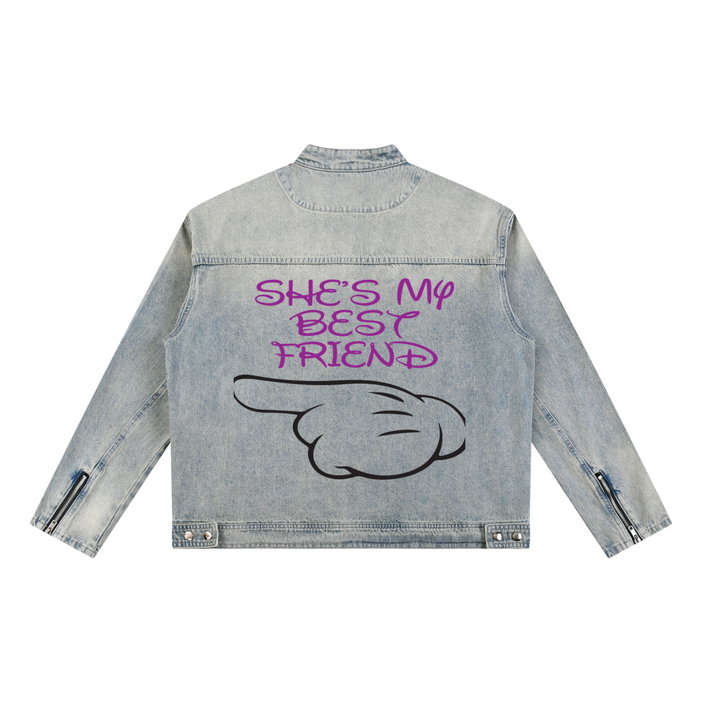 Vintage Wash Zip Denim Jacket
